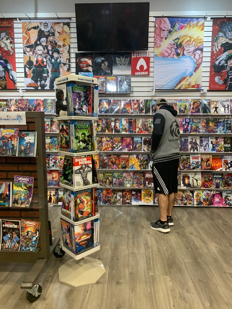 Matt McClellan browses through the Marvel section at Adventureland Store in Blackwood, NJ. November 2, 2020. Photo/ Julia Riffle. 